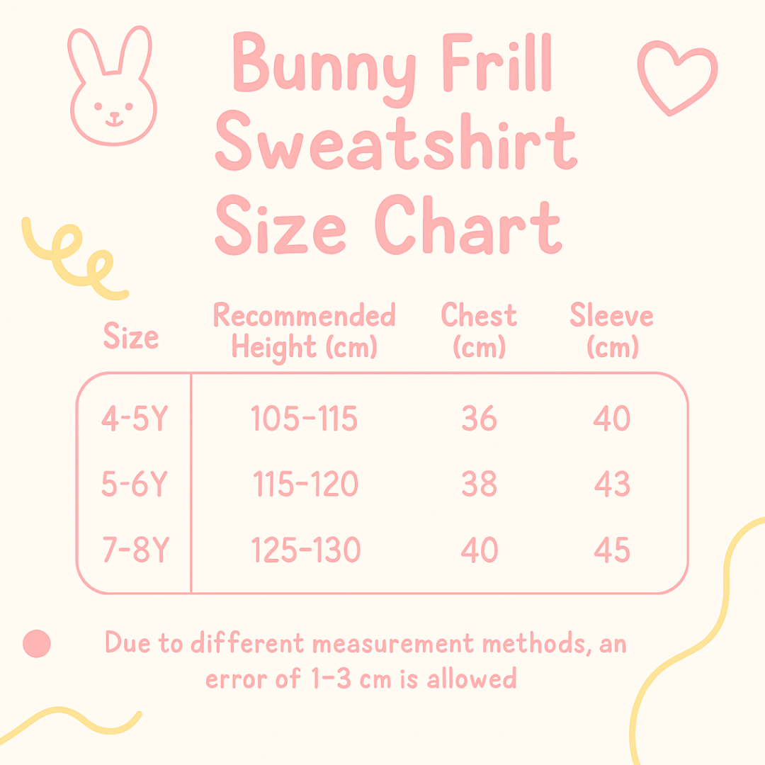 Bunny Frill Sweatshirt in cream and pink with ruffle collar, layered hem, and cute bunny graphic print — CHÉRUBI Kidswear.