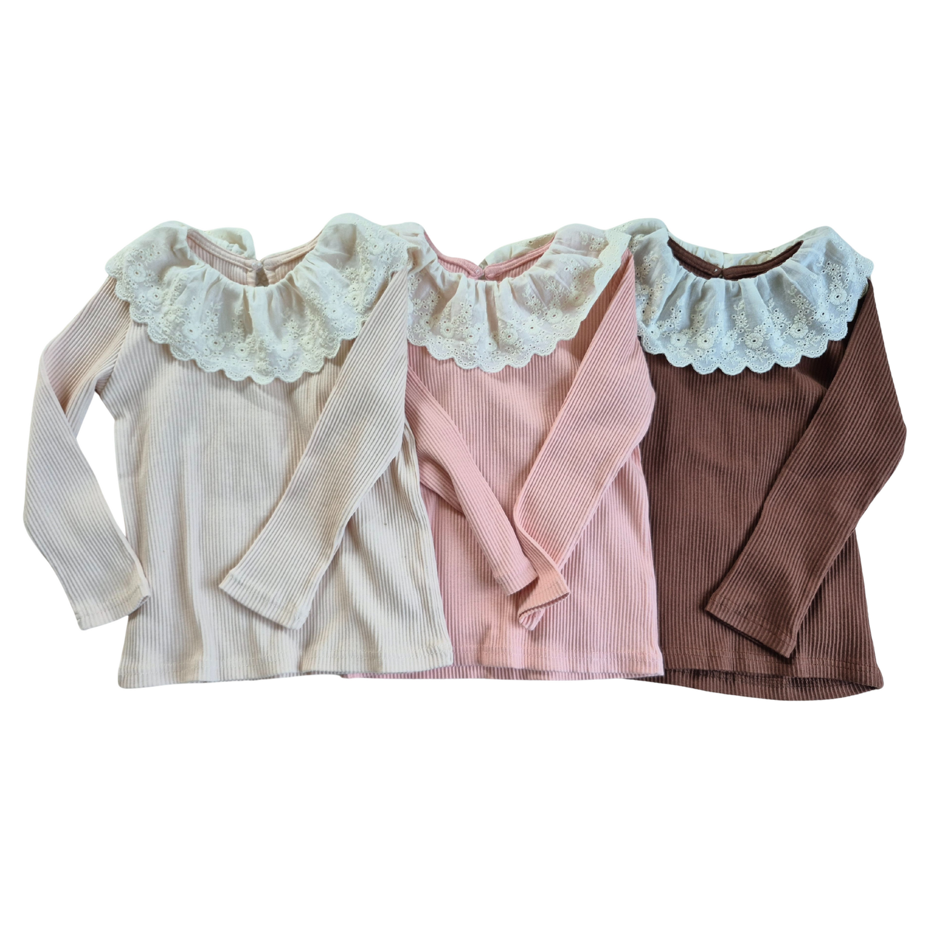 CHÉRUBI ribbed knit tops for girls in ivory, pink, and brown – fall layering outfit