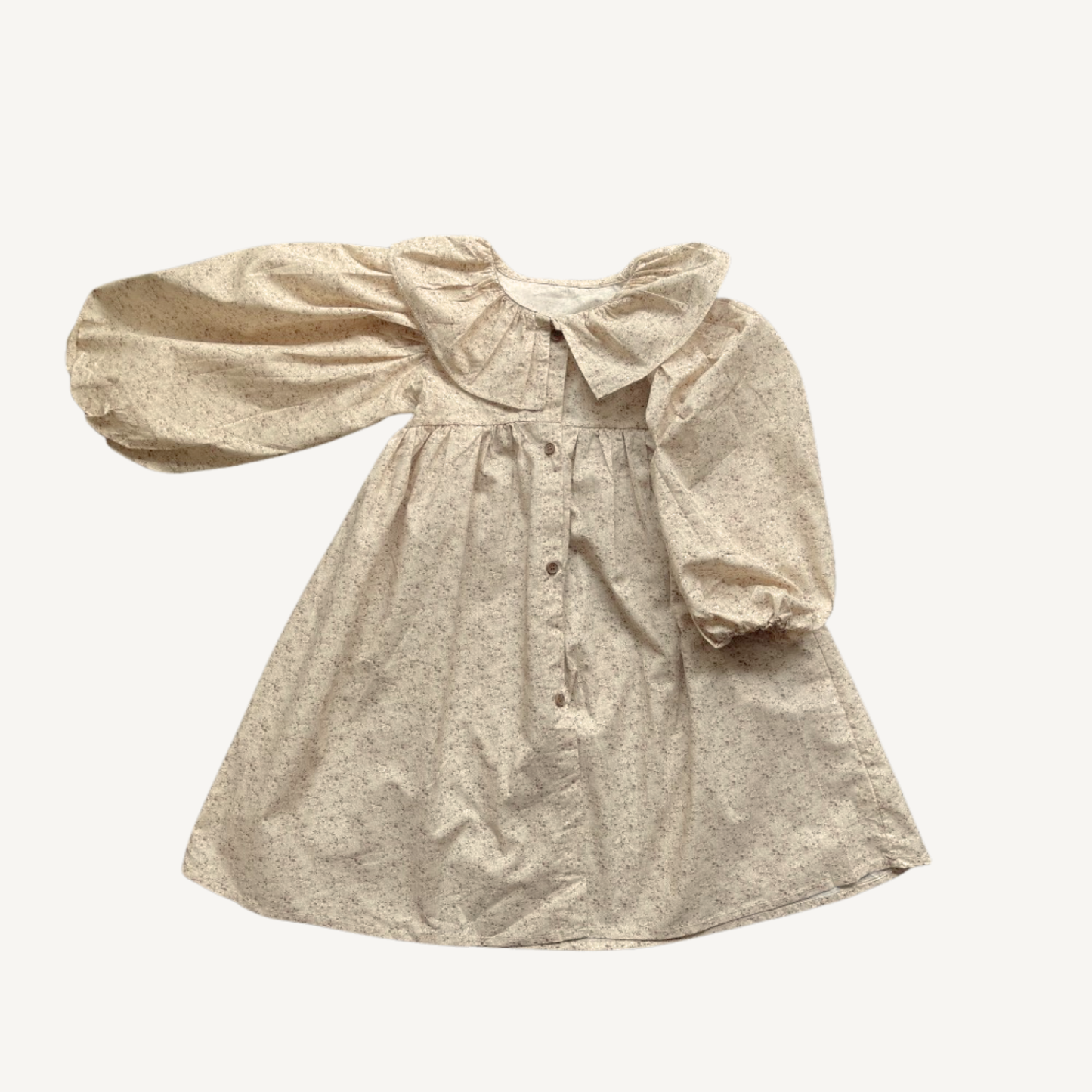 CHÉRUBI Blossom Collar Dress – Ivory Floral Cotton Blend Dress for Kids