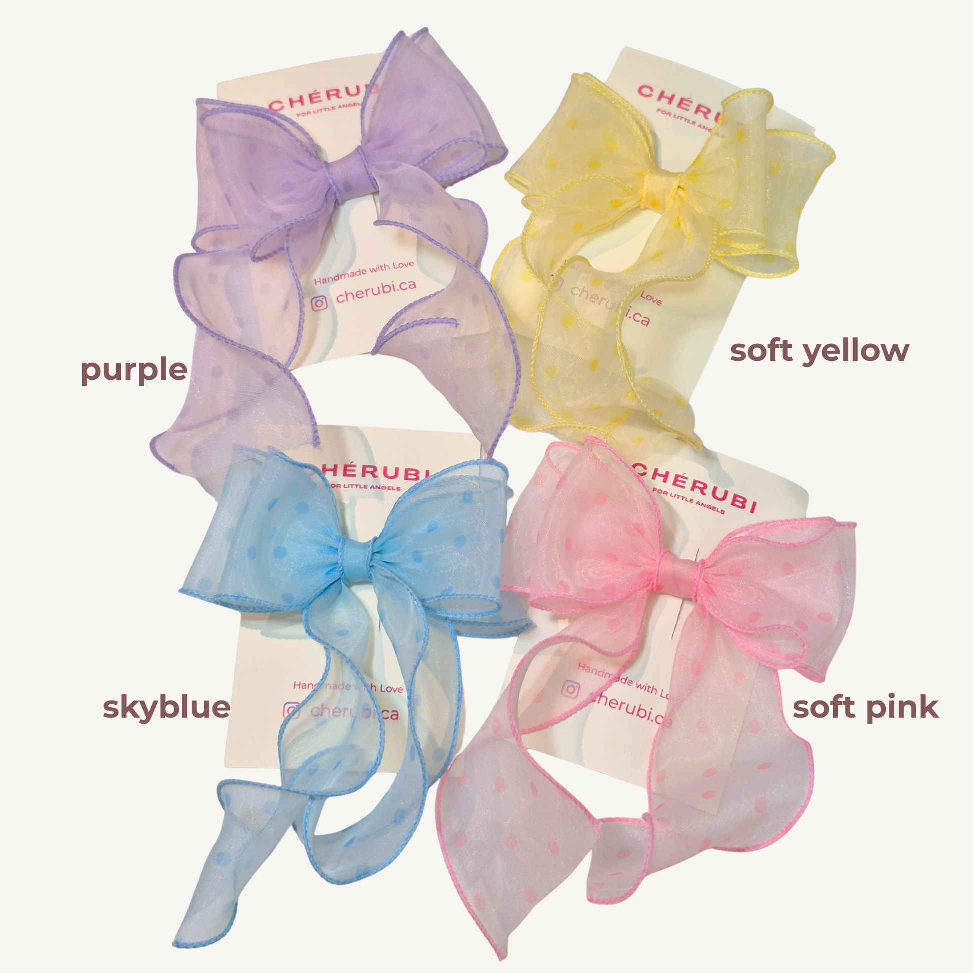 Dreamy pastel organza hair clip in blue/lavender/yellow/pink – girls handmade accessory