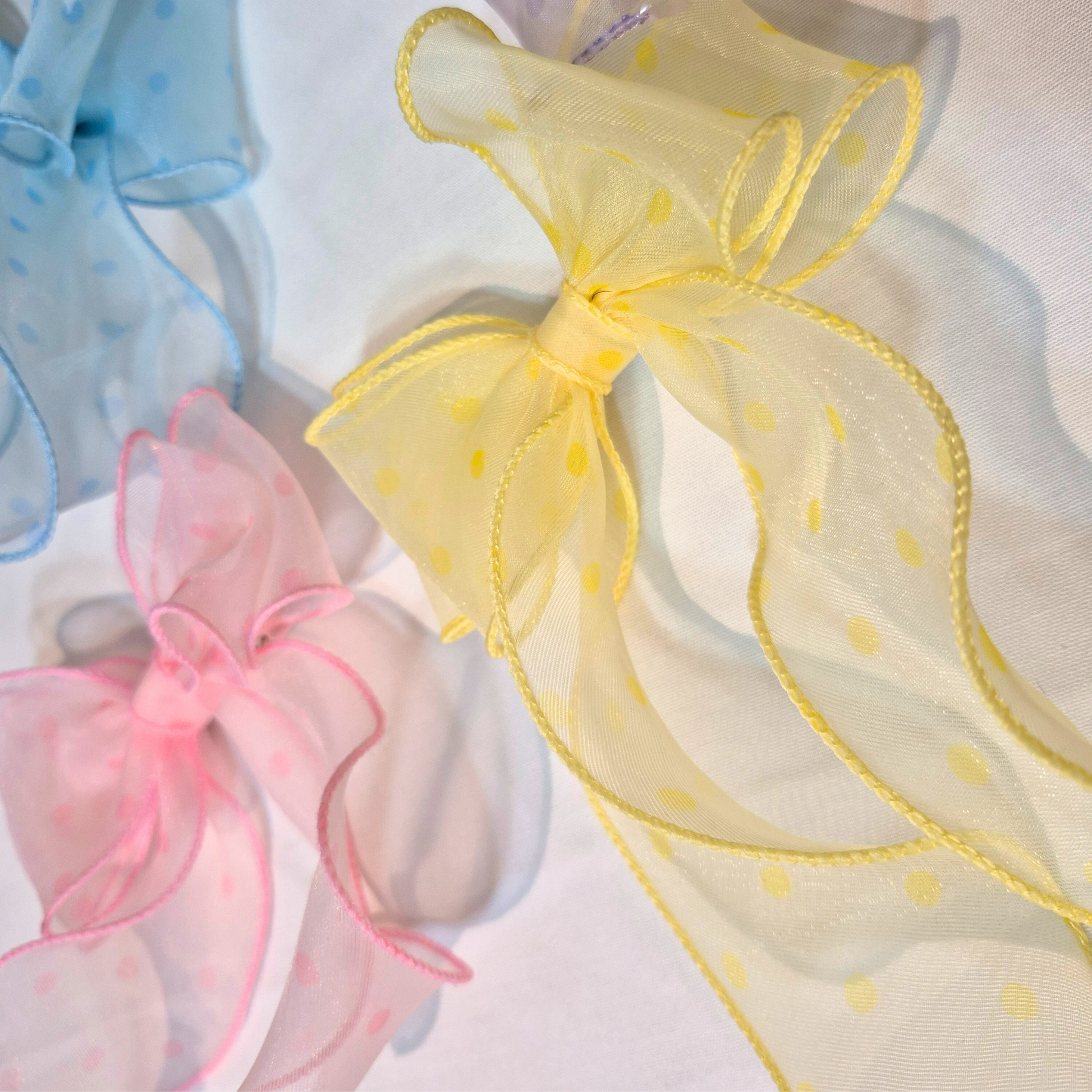 CHÉRUBI Dreamy Dot Organza Hair Clip – pastel organza hair accessory with dotted texture, handmade kids hair clip