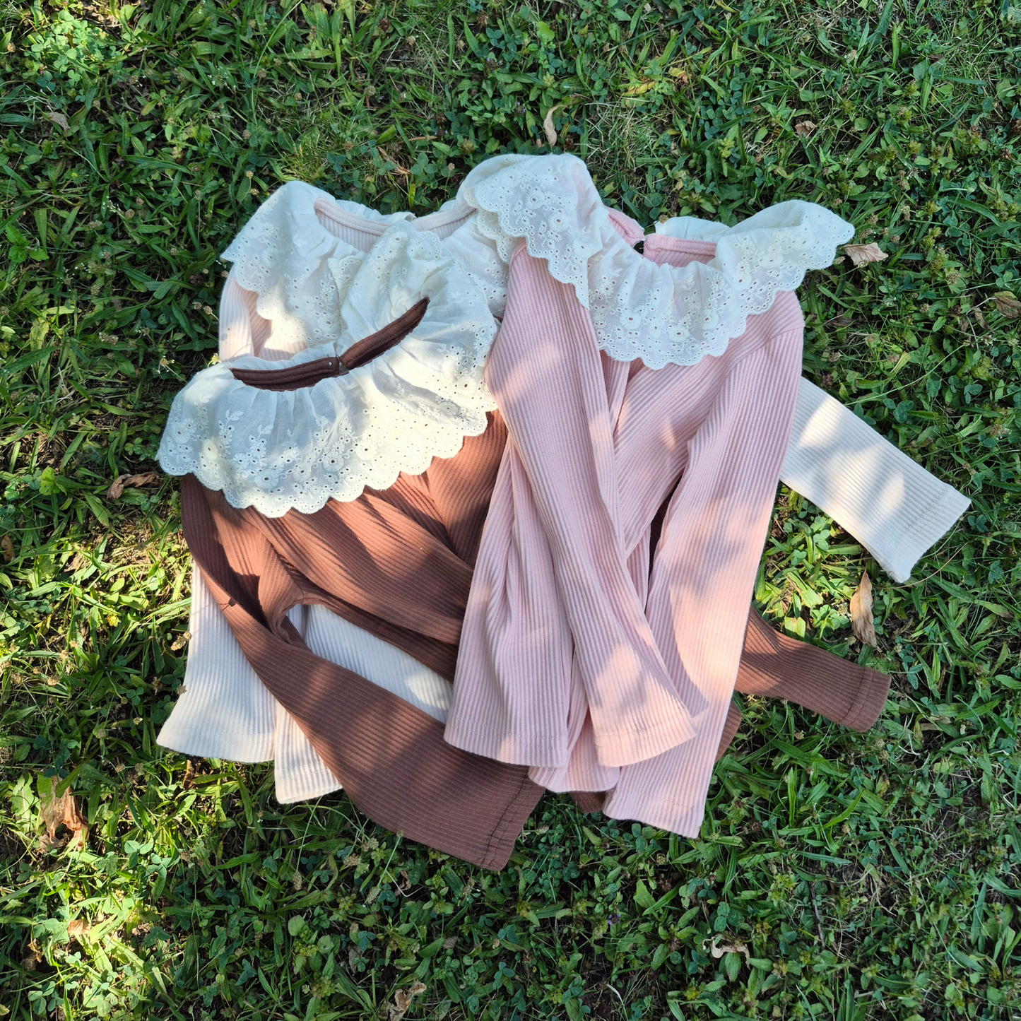 CHÉRUBI ribbed knit tops for girls in ivory, pink, and brown – fall layering outfit