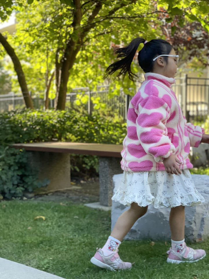 Heart Sherpa Zip Jacket for Girls